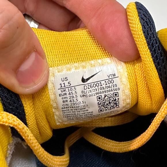 WORN TWICE Nike Zoom Pegasus 40 Michigan Wolverines White / Blue / Maize 11.5 - Picture 10 of 11